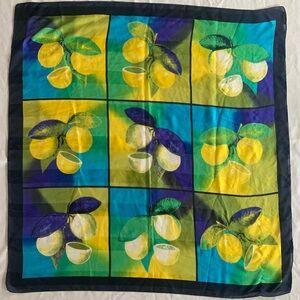 Gérard L.Y Paris Vintage Silk Blend Lemon Print Scarf - Blue & Green